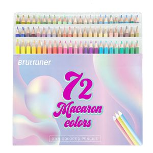 Other Office School Supplies Brutfuner Macaron Colors 72Pcs Colored Pencil Soft Pastel Drawing Set Sketch Kit For Coloring Art 230804
