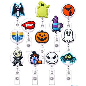 Autre école de bureau fournit l Halloween Badge Reel Retractable ID Nomder Holder avec clip badges Bat Ghost Pumpkin Spider pour D Spo Dhqli