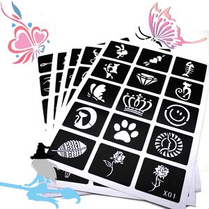 Other Permanent Makeup Supply 133pcs Airbrush Glitter Tattoo Stencil Women Kids Drawing Template Small Flower Butterfly Henna Tattoo Stencil 230814