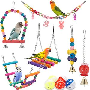 Other Pet Supplies 11 Pcs Bird Parakeet Toy Swing Hanging Standing Chewing Toy Hammock Climbing Ladder Bird Cage Colorful Toys 221122