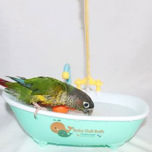 Other Pet Supplies Parrots Automatic Bath Tub Bird Bathing Box Shower Bowl Bathroom Swimming Pool Toy Auxiliary Drop 230715