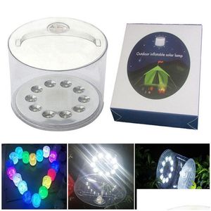 Autres lumières solaires Gonflable Portable Lanterne étanche extérieure Cam LED d'urgence Jardin Jardin Lampes d'éclairage transparentes Drop Deli Ots2H