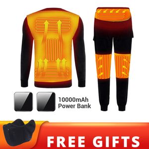 Autres articles de sport Sous-vêtements chauffants d'hiver doublés en polaire Ensemble thermique USB T-shirts électriques Pantalons Vêtements de ski alimentés par batterie 230920