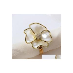 Otros accesorios de decoración de mesa Flores Anillos de servilleta Forma de perla blanca para El Beautif Hebilla Decoración de mesa de boda YSY338A D DHVP0