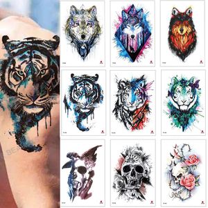 Otros suministros de tatuaje 100 unids Flor impermeable Animal Etiqueta temporal Ventas al por mayor Rose Flash Wolf Tiger Body Art Brazo Sexy Hombres Mujeres Manga 230921