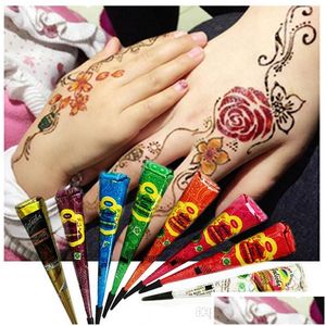 Otros suministros de tatuaje Henna Mehandi Cono Mano Arte corporal Pintura Maquillaje Diy Ding Indian Paste Impermeable 25G Drop Delivery Salud Belleza Dhrli