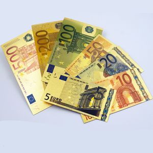 Autres jouets 7 8pcs Notes commémoratives 24K Gold Plated Dollar Euros Fake Money Gifts Collection Antique Bandon