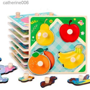 Autres jouets Jouets pour bébés 3D Puzzles en bois Animaux de dessin animé éducatifs Apprentissage précoce Cognition Puzzle Jeu pour enfants ToysL231024