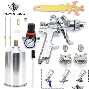 Autres outils de véhicules 2,5 mm professionnel Hvlp Pistolet d'alimentation Kit avec Regator Peinture Primer Métal Flake 1L DIY Drop Livraison Automobiles Otljh