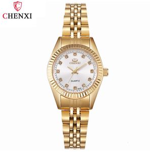 Autres montres CHENXI marque haut de gamme dames montre dorée pour femmes horloge femme robe femme strass Quartz étanche montres 231020