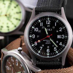 Otros relojes Fashion Vintage Casual Watch Men Calendar Quartz Watch For Men Nylon Strap Mass Military Sports Canvas Wallwatch Horloge Clockl231220