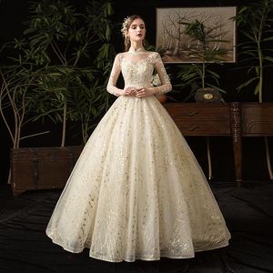 Autres robes de mariée Style chinois col haut robe à manches longues Illusion dentelle broderie sur mesure robe de mariée robe de Noiva LAutre