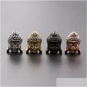 Otro Venta al por mayor Latón Metal Micro Pave Cz Buddha Head Beads para Diy Jewelry Spacer Fabricación de pulseras Accesorios Drop Deliver Dhgarden Dhurj