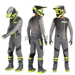 Otra ropa 2023 Prime Pro Motocross Gear Set Grey Flo Moto Set Off Road Traje MX Race Wear Moto Traje Motocicleta Ropa protectora x0926