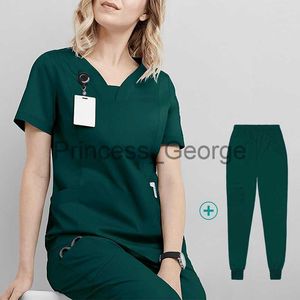 Others Apparel Multicolor ShortSleeved Pharmacy Nurse Uniform Hospital Doctor Workwear Dental Surgery Uniforms Medical lab Work Twopiece suit x0711