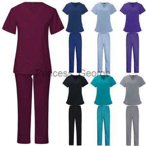 Others Apparel Summer Thin Unisex Scrubs Set para hombre Mujer Salón de belleza Enfermera Scrubs Suit Lab Spa Uniformes VNeck Pet Grooming Work Wear x0711