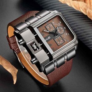 Oulm 3364 pulsera de cuero de lujo para hombre, reloj de pulsera de cuarzo militar deportivo a la moda, nuevo estilo, reloj de pulsera 271S171g