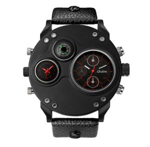 OULM Brand Smooth Lustre Simple Generoso Generoso Quartz Watch Compass Youth Teenagers Mens Watches Dual Time Zone Large Dial Mascu6375263