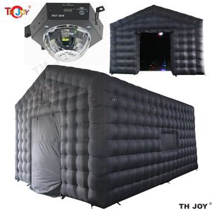 Giant Black Inflatable Cube Nightclub Tent with Disco Lighting - Portable Event Structure for Parties, Weddings, and Outdoor Events, Includes Blower