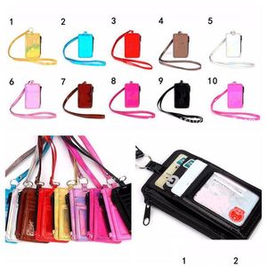 Sacs d'extérieur Rose Noir 10 couleurs Titulaire de la carte avec lanière Badge Holder Téléphone Sangle de cou String ID Pack Enfants Porte-monnaie Drop Delive DHDHM