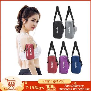 Bolsas al aire libre impermeable deportes correr brazalete bolsa doble capa teléfono cintura paquete auriculares llaves soporte brazo banda caso