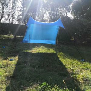 Tienda de sombrilla para playa al aire libre, refugio solar para acampar con 2 postes, 4 sacos de arena UPF50 + UV, toldo portátil grande, envío directo Y0706