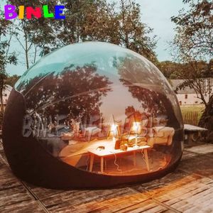 Casa de jardín iglú de color marrón para exteriores, carpa inflable con cúpula de burbujas, hotel de césped transparente para entretenimiento en el patio trasero