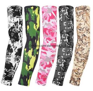 Outdoor camo Arm Sleeve Sun Protection Anti UV Protector Sports d'été Cyclisme Manchettes Manchettes Manchettes tactiques en soie de glace couvrent 20 couleurs