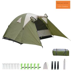 Tentes de camping en plein air, une porte, une fenêtre, double couche, épaissies, imperméables, camping sauvage, installent rapidement une grande tente