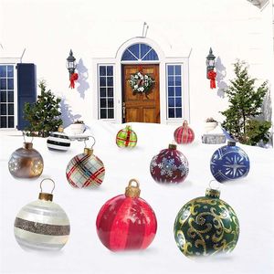 Boule décorée gonflable de Noël en plein air en PVC, décorations d'arbres géants de 23,6 pouces décor de vacances 211018