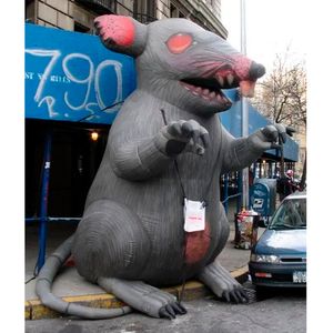 Ratón inflable gigante espeluznante para exteriores, modelo de rata inflable gris para publicidad