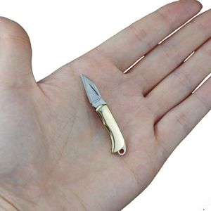 Cuchillo plegable pequeño de acero fundido de precisión de latón EDC para exteriores, bolsillo colgante con llave ultraligero, minicuchillo portátil 996607