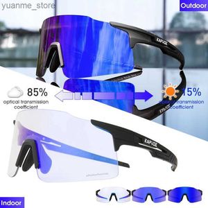 Eyewear extérieure Photochromiques Red ou Blue Bike Cycling Sunglasses Sports Man Sucking Lowewear Outdoor Bicycle Goggles Y240410