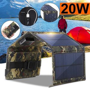 Gadgets para exteriores 20W USB Cargador de panel solar plegable Teléfono inteligente Celular Impermeable Carga rápida Equipo de supervivencia para acampar 230726