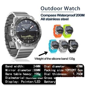 Gadgets al aire libre Gadgets al aire libre Hombres Negocios Ocio Deportes Reloj de acero impermeable Buceo de alta presión Pantalla dual Gota inoxidable D DHMR5