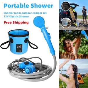 Gadgets para exteriores Ducha portátil para acampar 12v Encendedor de cigarrillos para automóvil Bomba de ducha para campamento al aire libre para viajes Campamento Senderismo Ducha para mascotas Lavado de autos 230606