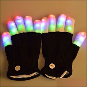 Activités de jeux de plein air 7 modes changements de couleur clignotements Glove LED pour le concert Halloween Christma doigts clignotant la nageoire brillante Dhmil