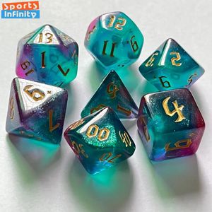 Outdoor Games Activities 7 Pcs of Double Colors Dice Polyhedral Gold Font Digital Dices Kit for TRPG RPG D20 D12 D10 D8 D6 D4 Table Game Board Gaming 231020