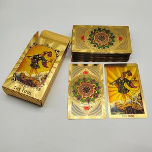 Activités de jeux de plein air Terrific Gold Plastic Tarot Cards Marvelous Predictive Divination Board Games Deck d'astrologie étanche avec livret 230718
