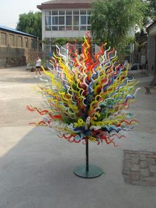 Outdoor Garden Decoration Lamp Arts Standing Floor Lamps Multicolor Flower Trees Art Hand Blown Glass Sculpture for Sale