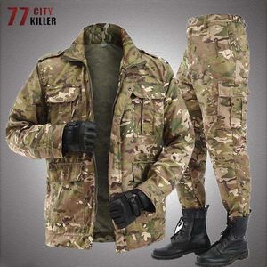 Vestes d'extérieur Hoodies Hommes Printemps Été Tactique Mince En Plein Air Camouflage Costume Veste Pantalon Python Noir Salopette Résistant À L'usure Militar Soldat Ensembles 0104