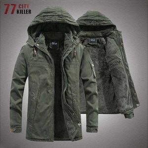 Outdoor Jackets Hoodies Winter Mid-length Jackets Men Military Fur Lined Thicken Warm Windbreaker Coats Mens High Quality Outdoor Tactical Parka Outwear 0104