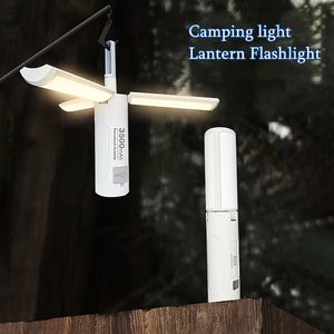 Iluminación exterior Linterna plegable para acampar Luces de trabajo magnéticas Luces de advertencia de linterna, blanco cálido 3 bombillas, 3500 mAh, 750 lm, USB recargable de emergencia