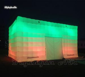 Tente gonflable de cube d'éclairage extérieur de 8 m de long, couverture personnalisée de jardin blanche, structure de chapiteau pop-up, maison pour événement publicitaire et fête