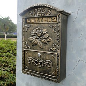 Boîte aux lettres extérieure Style européen artisanat en aluminium suspendu boîte aux lettres décorative de couleur Bronze