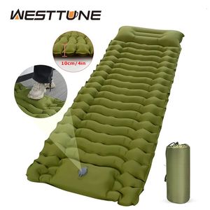 Outdoor Pads Thicken Camping Mattress Ultralight Inflatable Sleeping Pad with Built in Pillow Pump Air Mat for Hiking Backpacking 231017