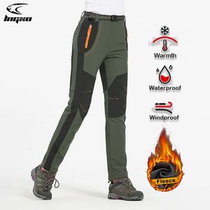 Outdoor Pants LNGXO Thick Warm Fleece Winter Pants Women Waterproof Hiking Trekking Camping Skiing Soft Shell Pants Outdoor Windproof Trousers 231202