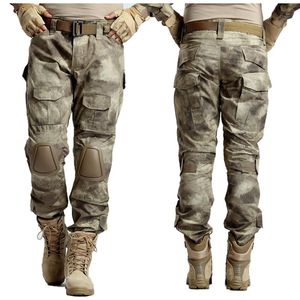 Pantalones al aire libre Multicam Camuflaje Militar Táctico Uniforme del ejército Pantalón Senderismo Paintball Combate Carga con rodilleras
