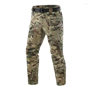 Pantalon d'extérieur blanc queue de poisson tactique homme camouflage mince tissu à carreaux nombreuses poches zippées style militaire noir cargo pour hommes