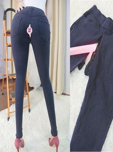 Pantalones sexuales al aire libre para mujer, ropa sexual, polainas para mujer, pantalones vaqueros con entrepierna abierta, pantalones vaqueros ajustados, disfraces exóticos sexys para mujer 1834197